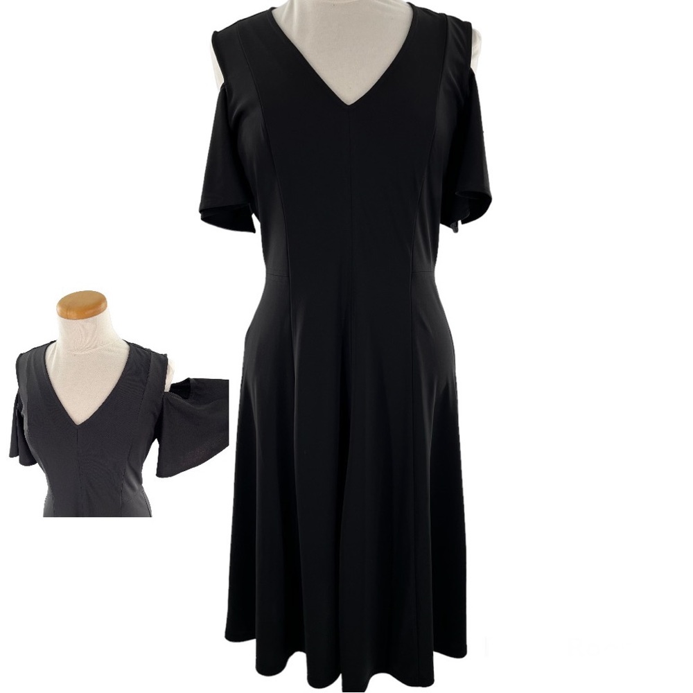 The Limited Dress Cold Shoulder Black Medium Stretch and Shimmer